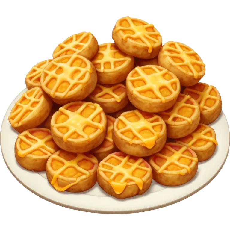 Crispy, coin-shaped tots filled with gooey cheese, savory bacon bits, and fluffy potatoes. emoji