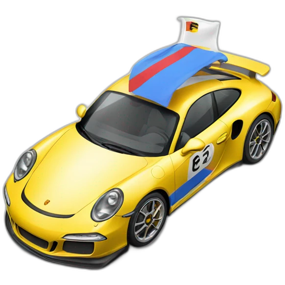 Porsche with racing flag emoji