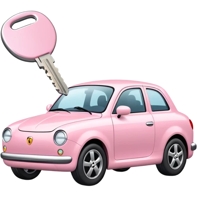 Powder pink car keys, cute emoji