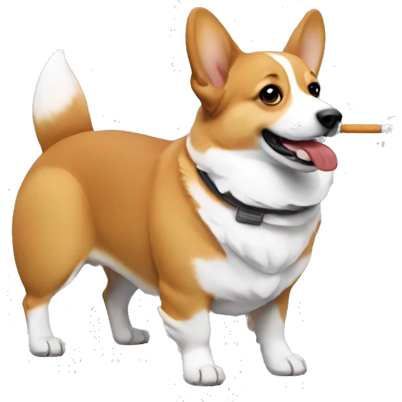 Corgi with cig in mouth emoji