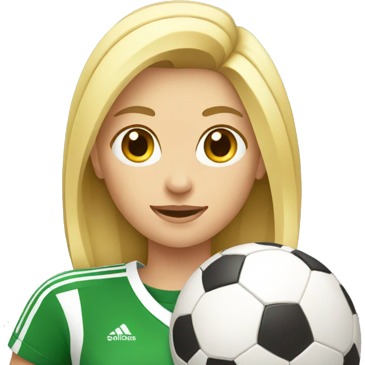 blond woman holding a soccer ball in her hand emoji