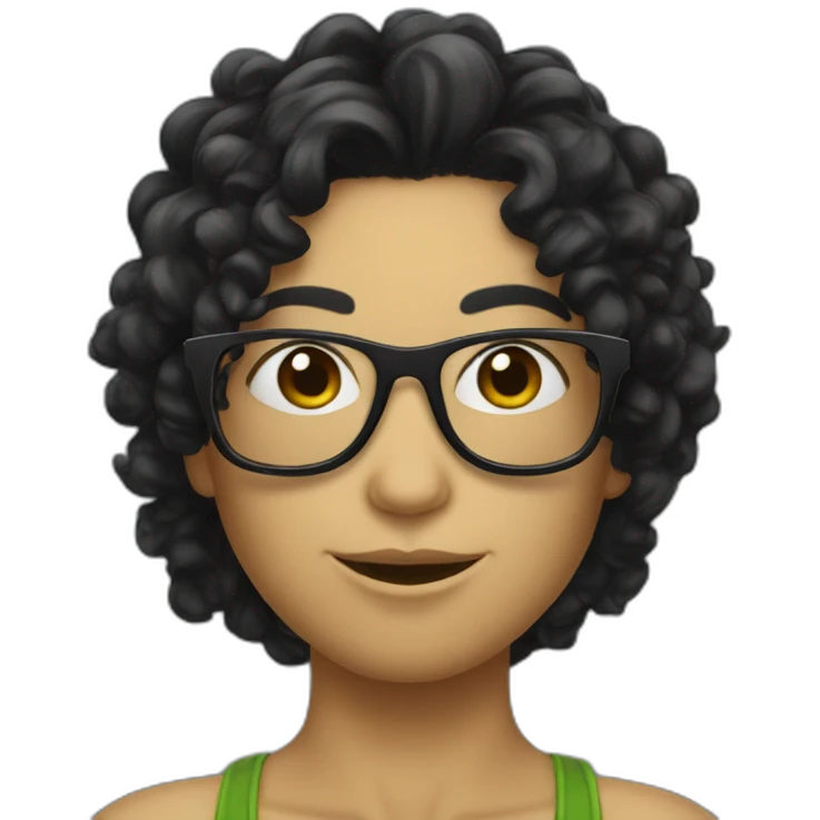 Sexy Turtle with glasses and long black curly hair emoji