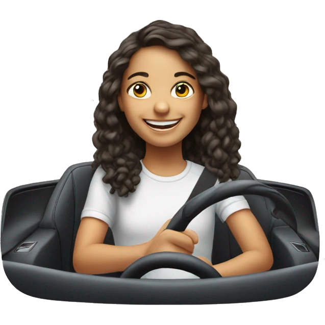smiling girl in car portrait emoji