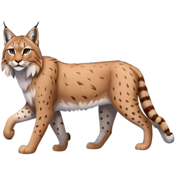 Eurasian Lynx walking in the snow beautiful aesthetic, snowy ground, snow falling around, wooden pine trees in the background, full aesthetic scenic image scenery realistic photo realism emoji