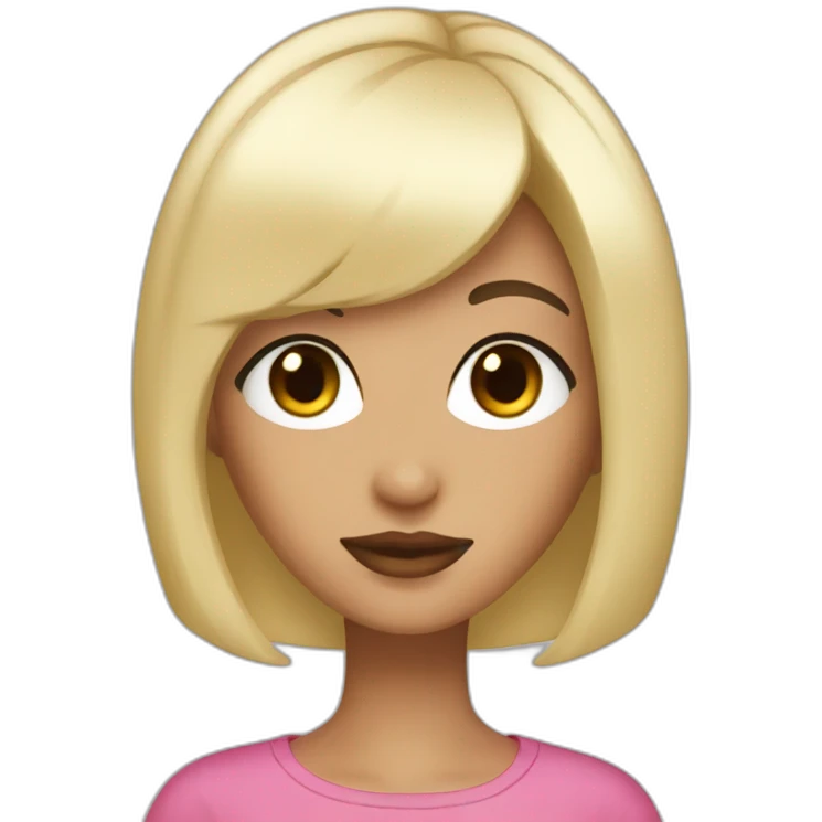 Black hair, bob cut, black eyes, super beauty girl emoji