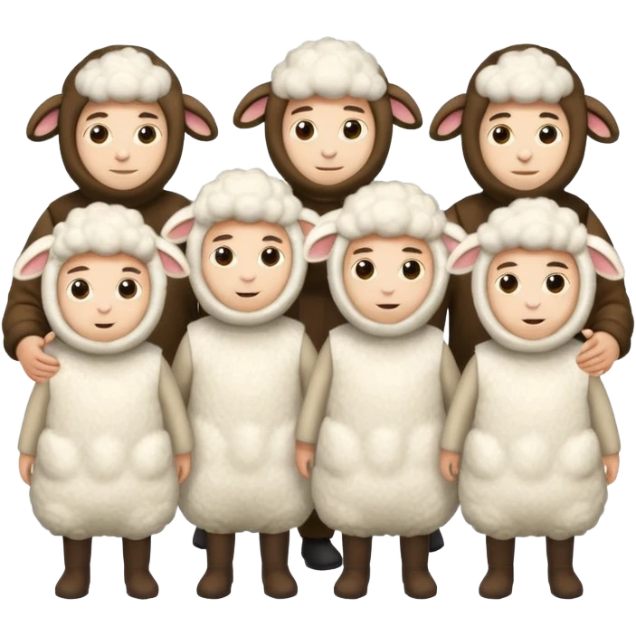 Quero 5 pessoas vestidas de ovelhas emoji