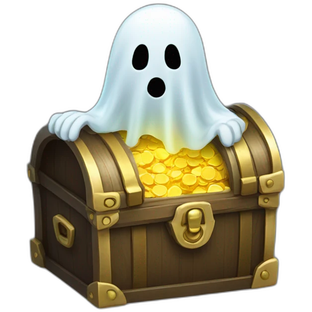 ghost with chest of gold emoji