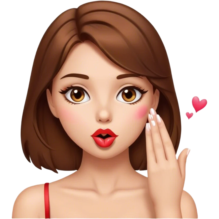 Sexy girl brown hair Blowing kisses  emoji
