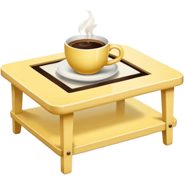 light yellow coffe table, coffee on top
 emoji