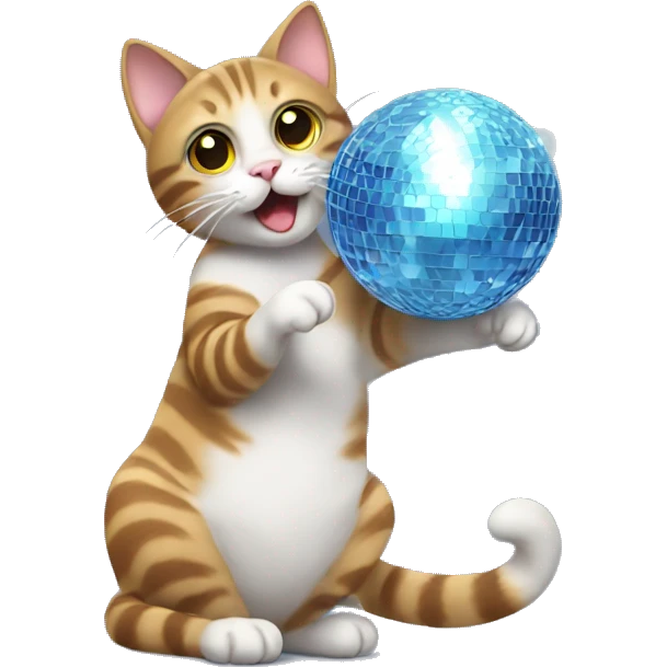 cat playing with disco ball emoji