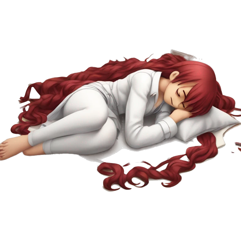 full body sleeping on floor Rias Gremory anime style art emoji