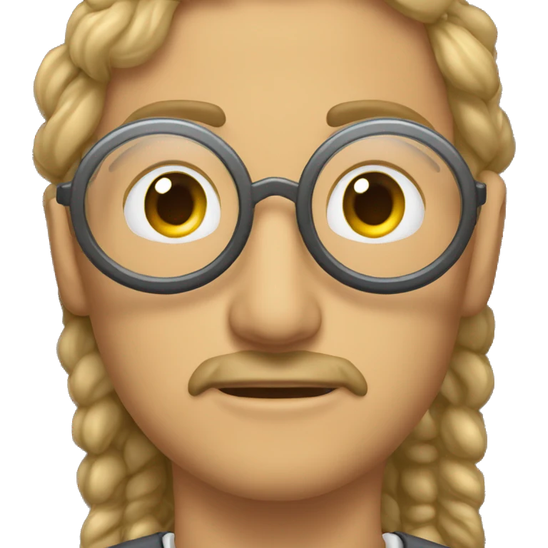 Locutor con anteojos peli corto y micrófono  emoji