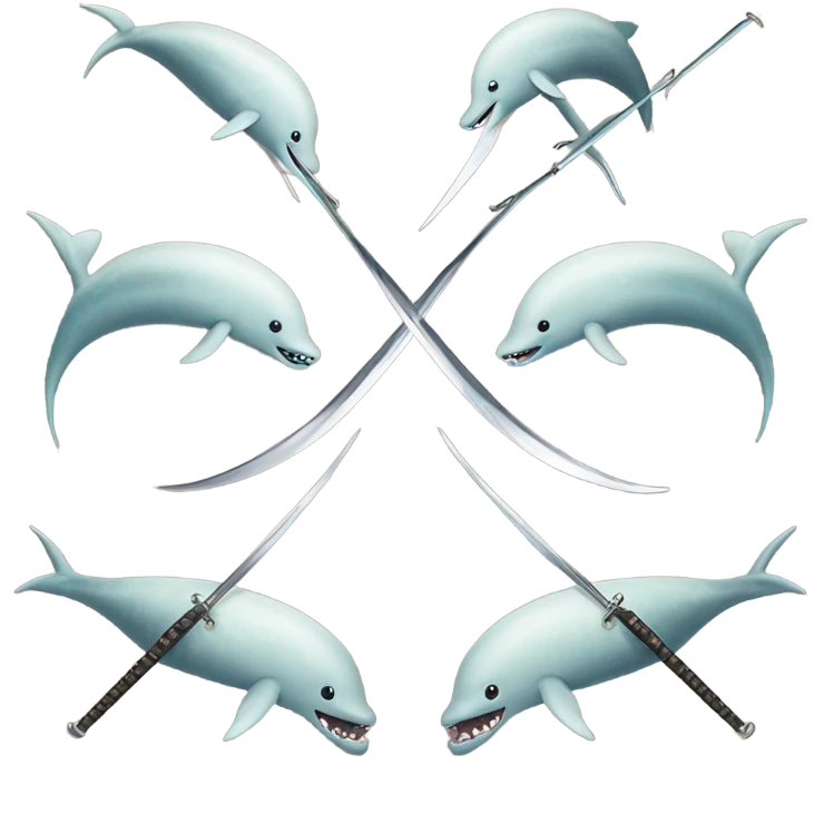 Narwhals swordfighting with their horns emoji