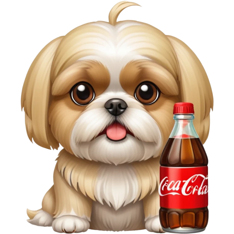 Blonde Shih Tzu with a Coke bottle emoji