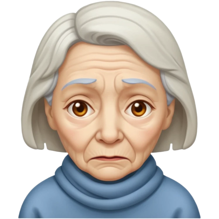 very sick very old woman with fever emoji