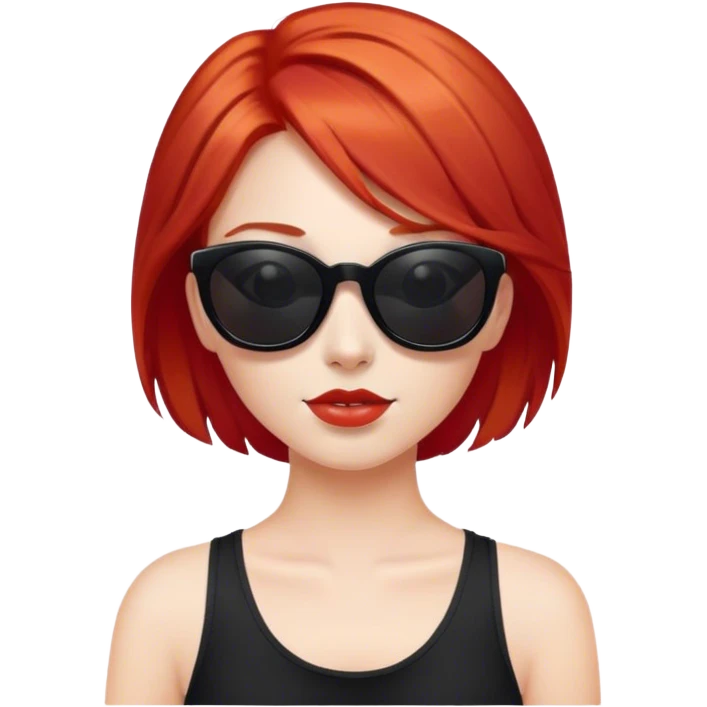 Girl with red hair and black sunglasses emoji