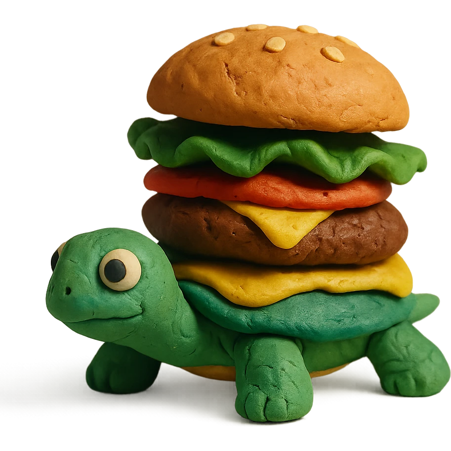 turtle transforming into a hamburger emoji