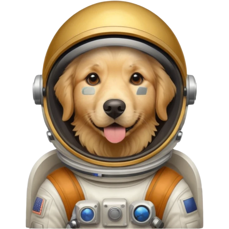 Golden retriever with astronaut helmet emoji