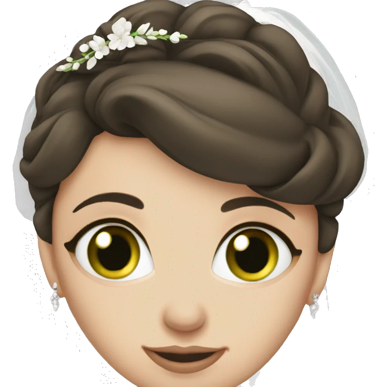 White brunette bride green eyes emoji