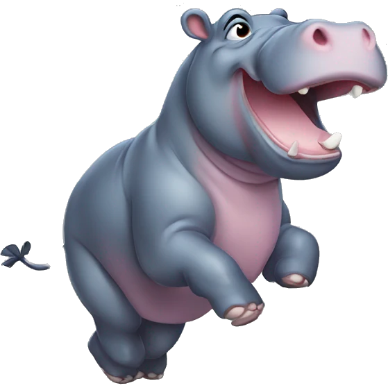 young hippo running and kicking emoji