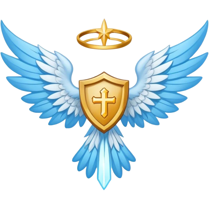 saint emblem light blue wings emoji