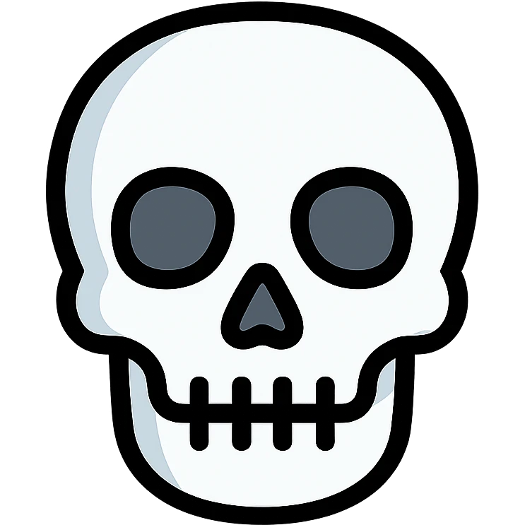 skull, clean lines, white and gray emoji