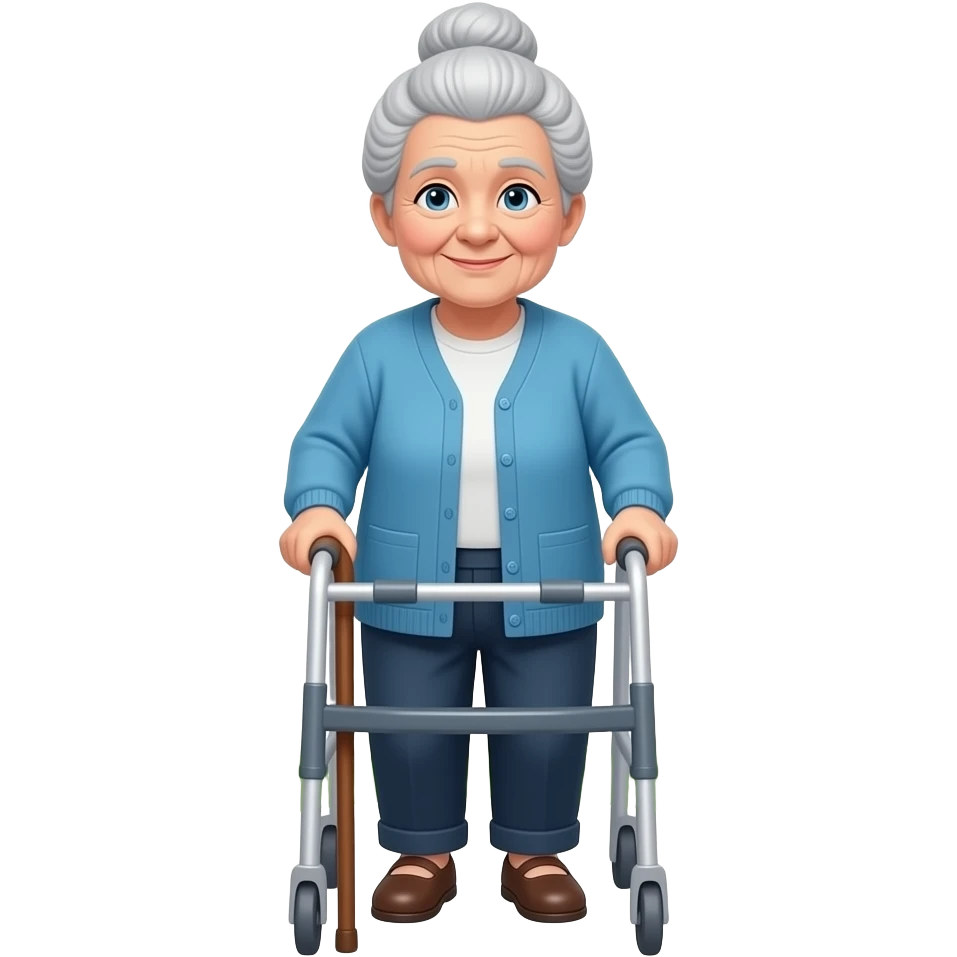 Old lady with a walker and cane emoji