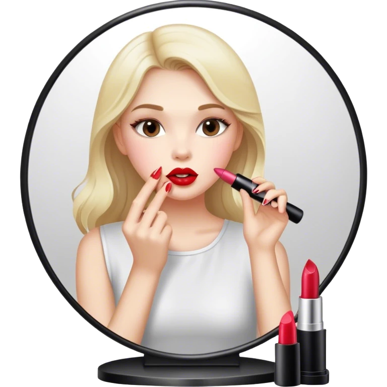 Girl putting on lipstick in the mirror emoji