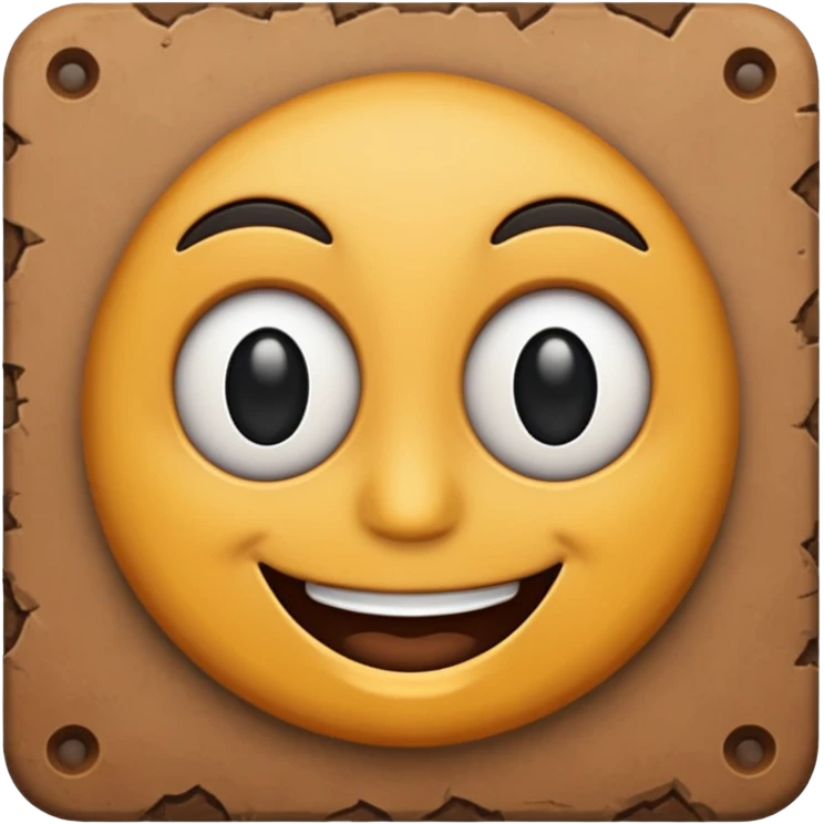 make a brown wall with 2 black eyes and a smile emoji