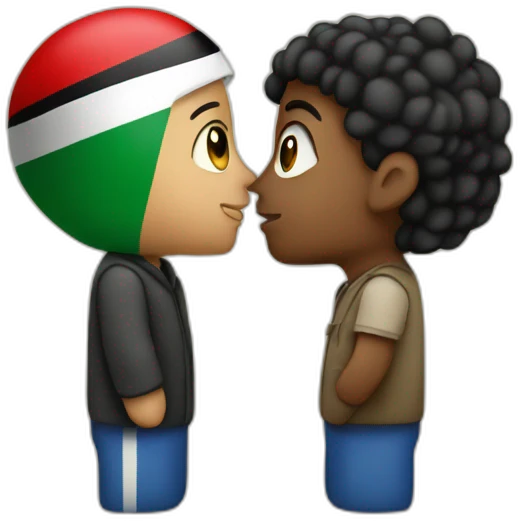 palestine and israel kissing emoji
