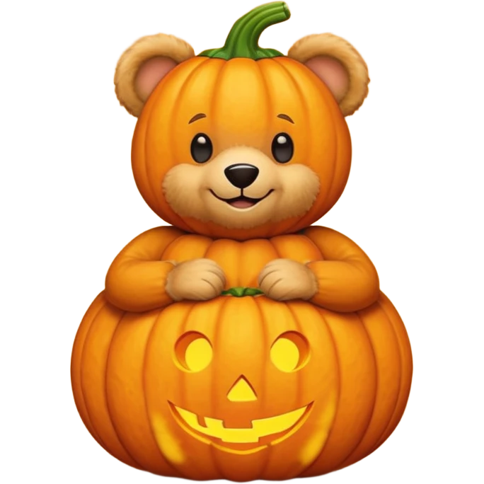 Teddy bear sitting in a pumpkin emoji