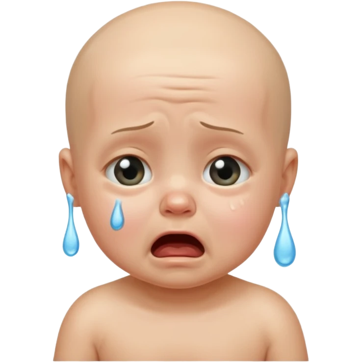 a portrait of crying baby , no hair emoji