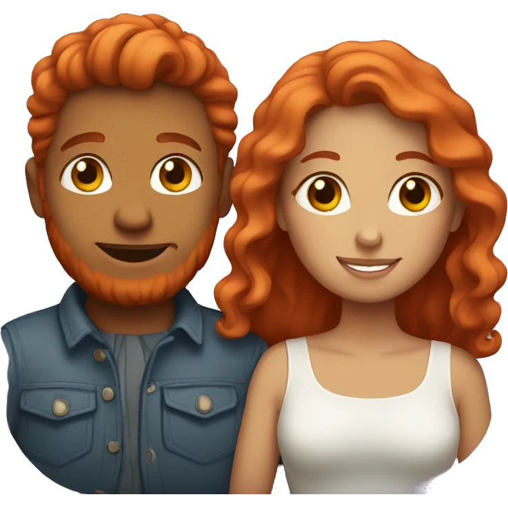 Red haired couple in love emoji