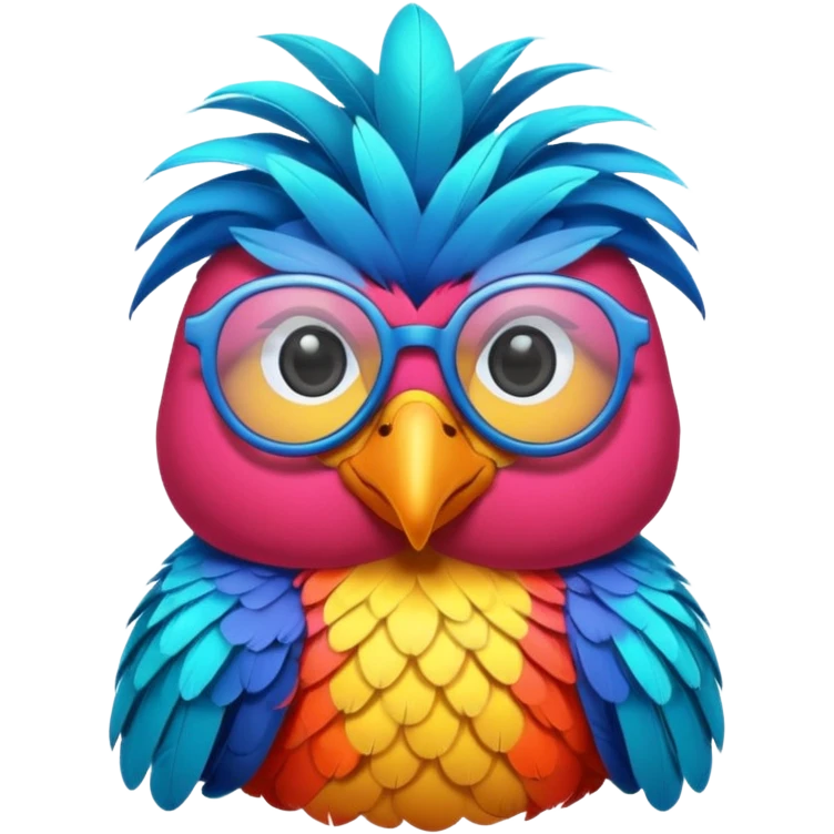 cool colorful bird with glassess emoji