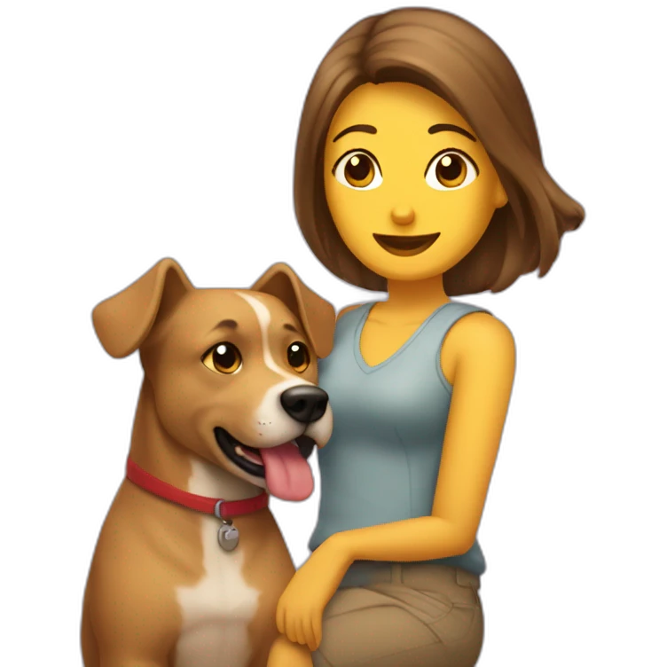 Perrito con una mujer emoji