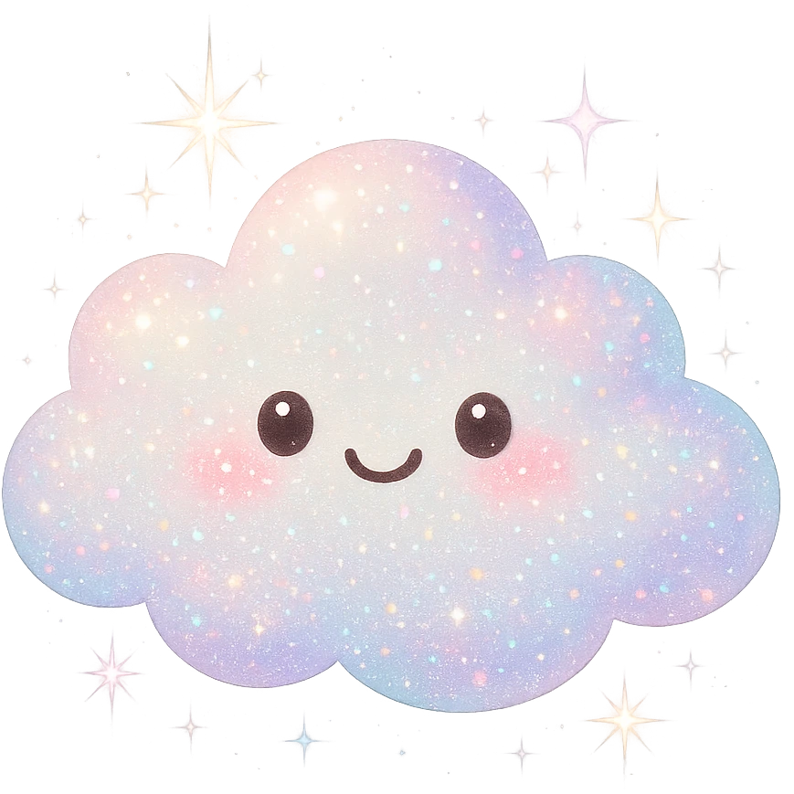 glittery cloud object, cute emoji