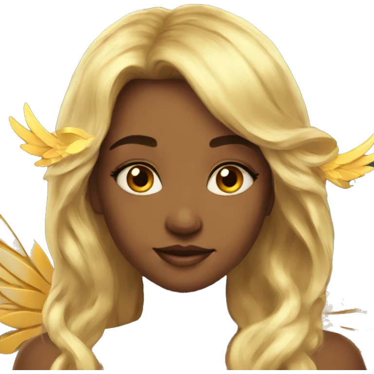 big wings, sun, gold, Beautiful, fairy, long hair emoji