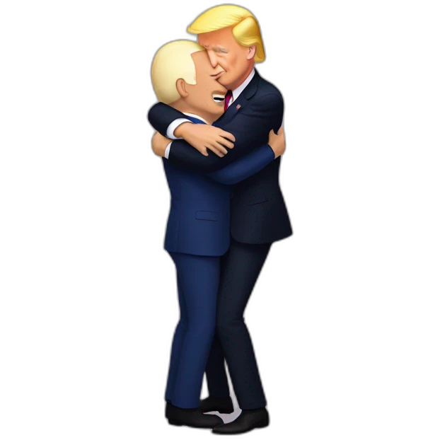 Trump hugging Biden emoji