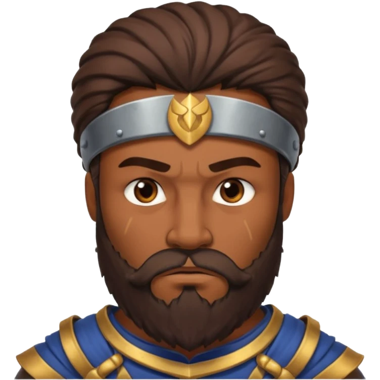 portrait of warrior man with brown skin, beard emoji