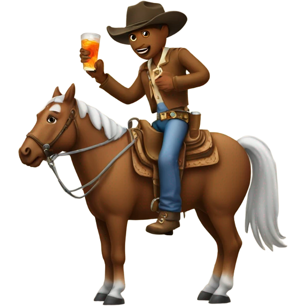 Cowboy on a horse with a drink emoji