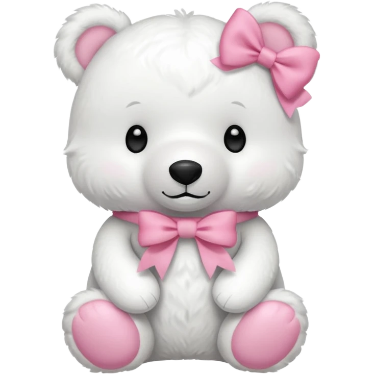 white bear stuffed animal with a pink bow emoji