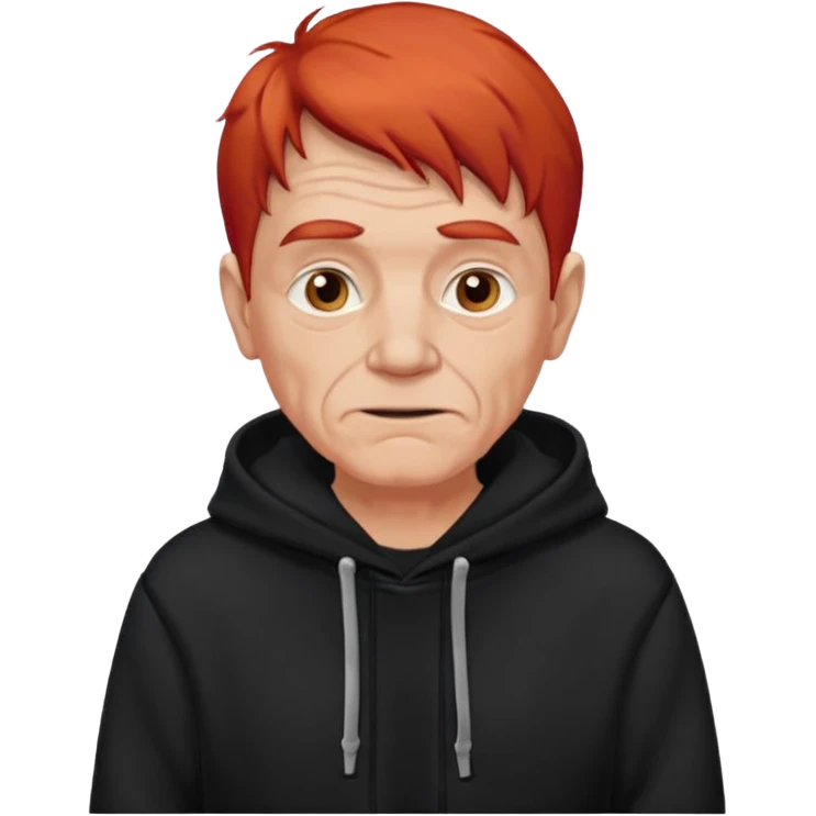 old manwith red hair and black hoodie emoji