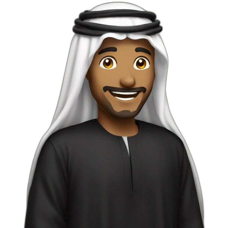Saudi sheikh wearing black thobe laughing emoji