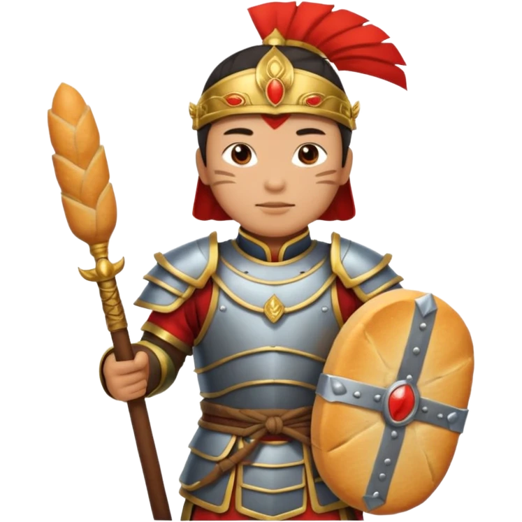 chinese ancient warrior with baguette emoji