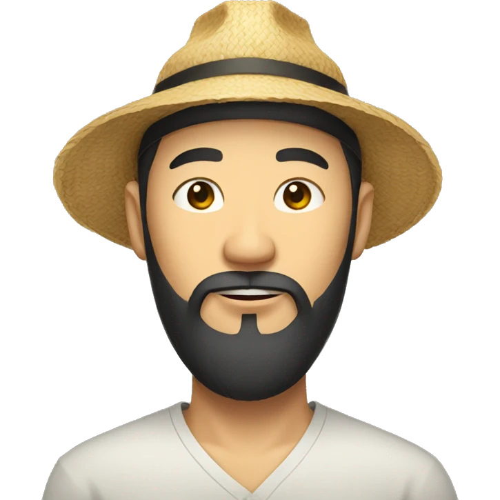 chinese man with long beard and straw hat emoji