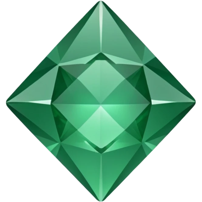 GREEN emerald, diamond gem shape, realistic emoji