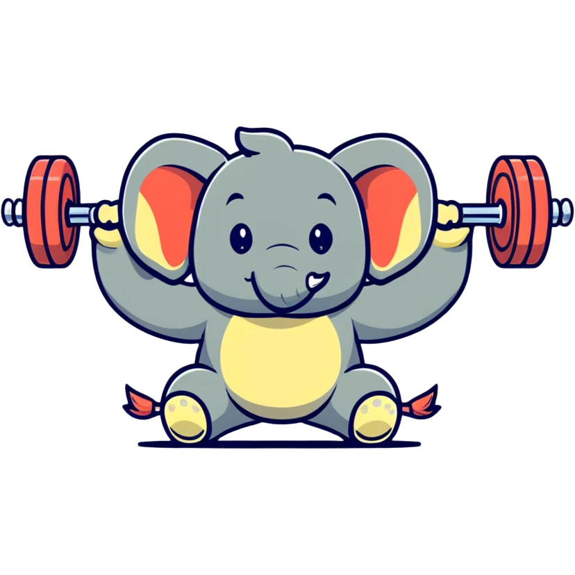 cartoonish elephant lifting a barbell emoji