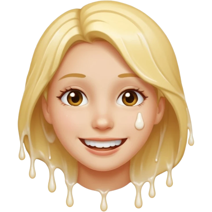 Girl Smiley face with white cum dripping off face emoji