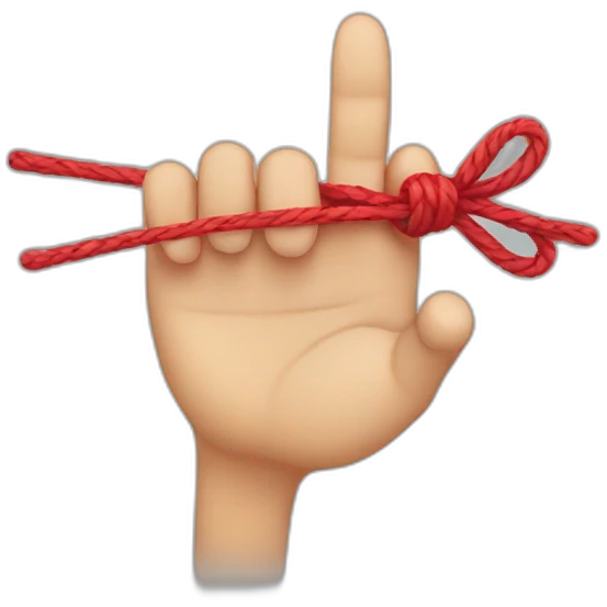 finger with a string tied in a bow emoji