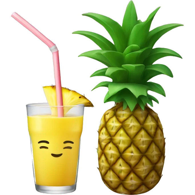 A pineapple with a straw in it to drink the juice emoji